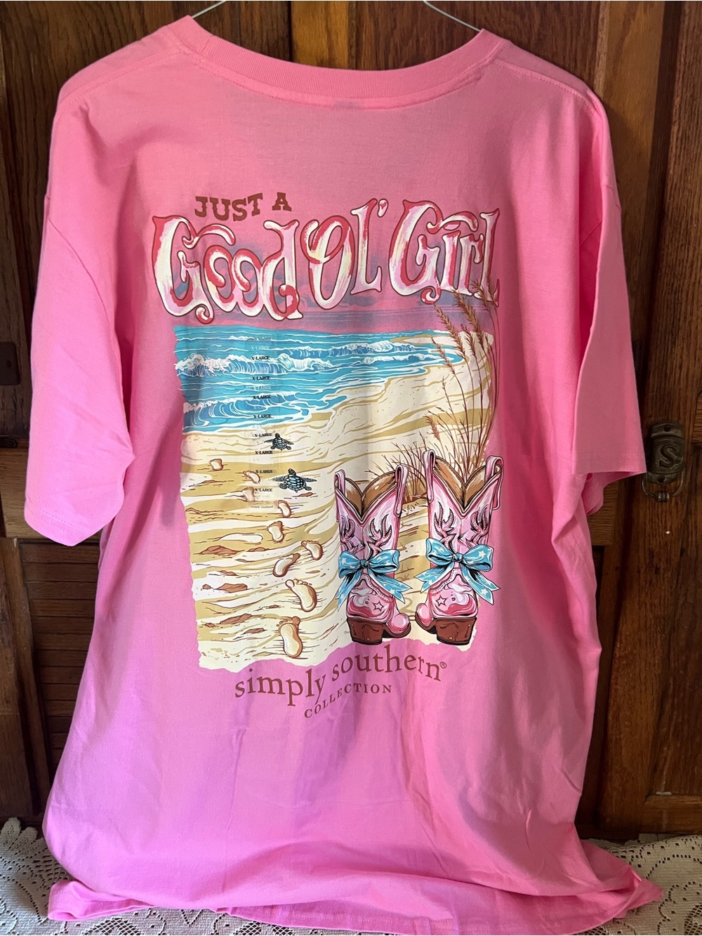 Simply Southern Pink Beach & Cowboy Boot Graphic Tee